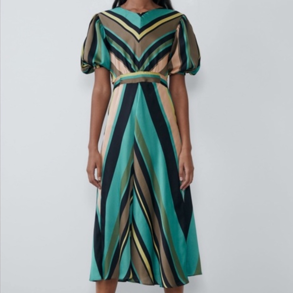 Zara Colorful Stripe Midi Dress